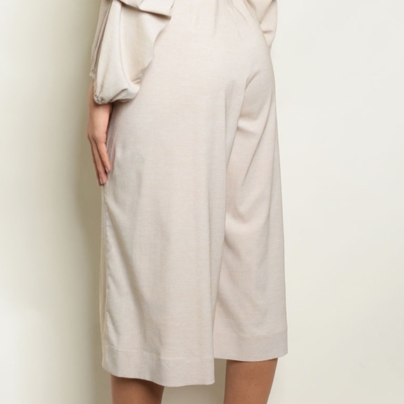 Brand New Chic Taupe Long Sleeve Unique Jumpsuit - Picture 6 of 7